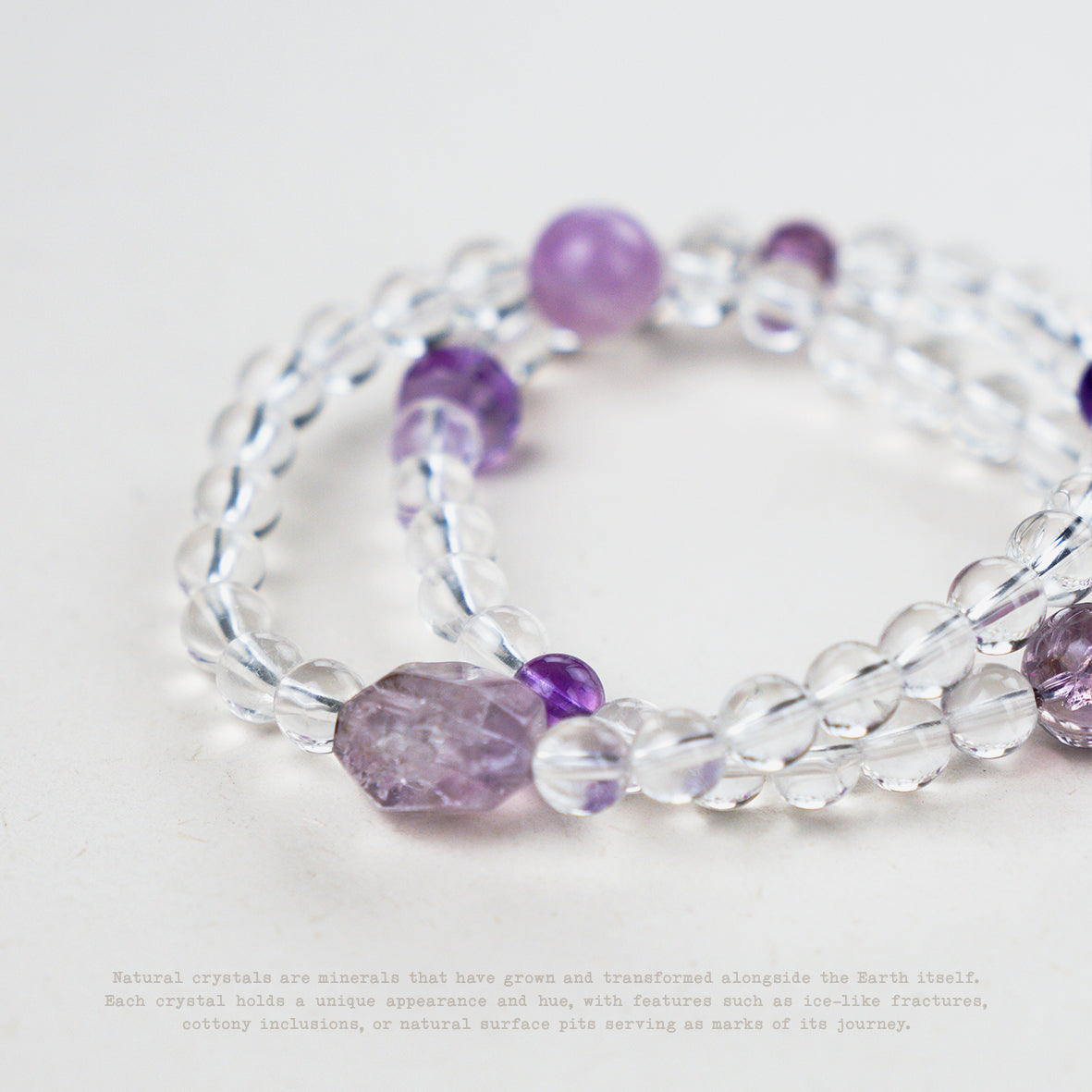 Violet Clarity Amethyst & Clear Quartz Wrap Bracelet