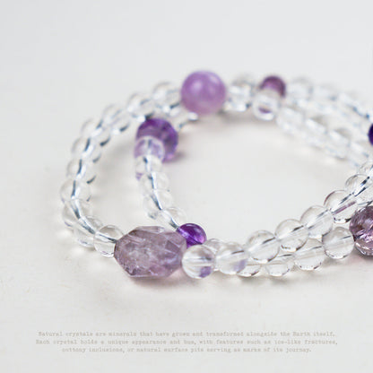 Violet Clarity Amethyst & Clear Quartz Wrap Bracelet