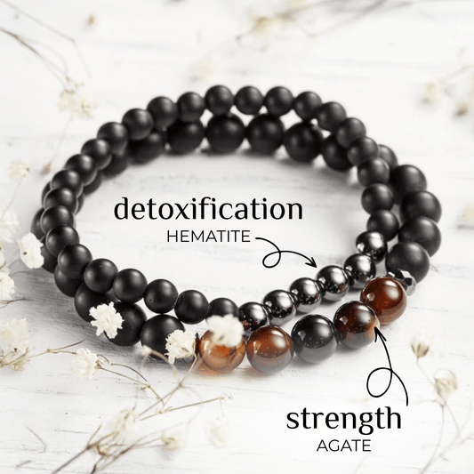 Balancing Hematite & Agate Bracelet Set by Worn Within