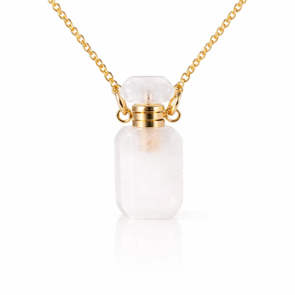Engraved Gemstone Perfume Bottle Pendant — Embrace the Scent of Spiritual Energy by Worn Within