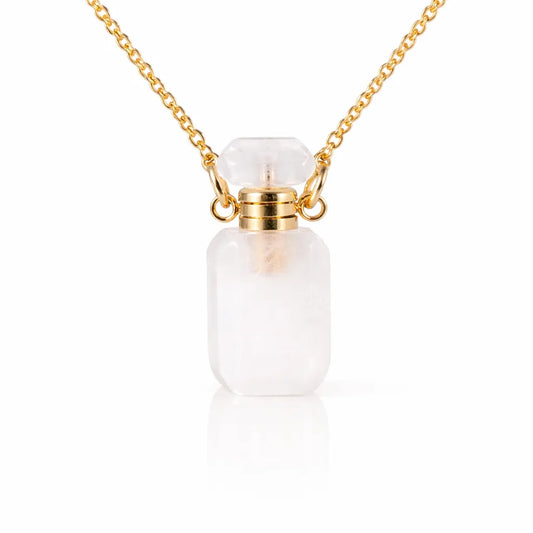 Engraved Gemstone Perfume Bottle Pendant — Embrace the Scent of Spiritual Energy by Worn Within