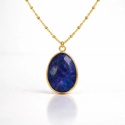 Natural Stone Wrapped Faceted Water Drop Pendant — Capture the Essence of Healing Energy