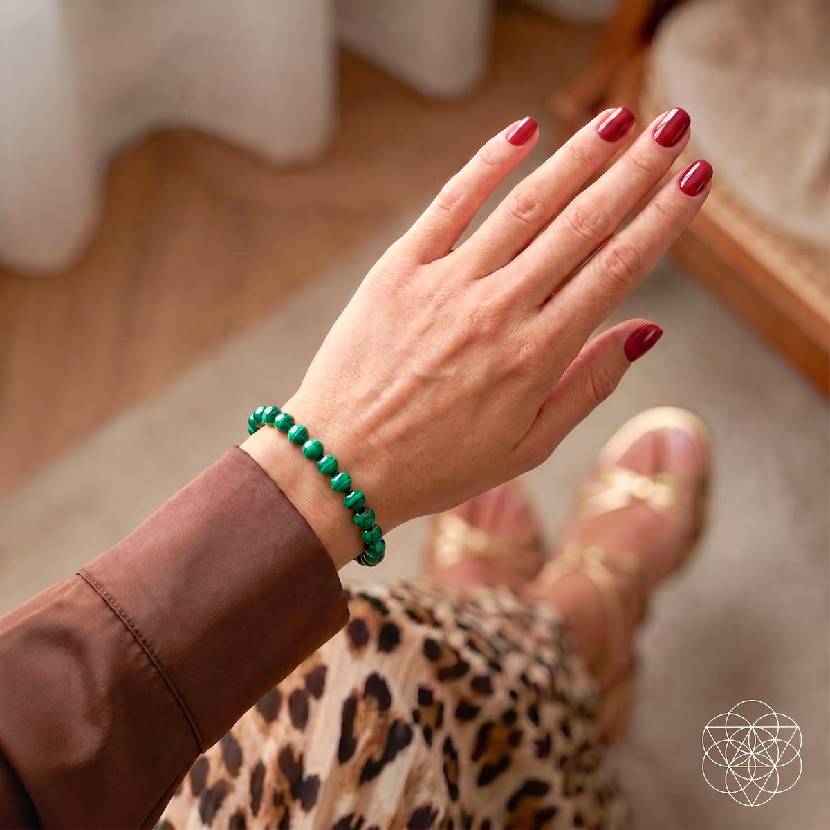 6mm Malachite Bead Bracelet