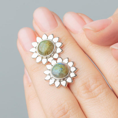 Silver Labradorite Earrings