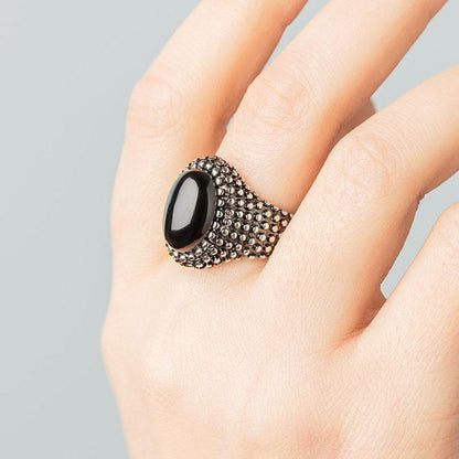Protection Obsidian Gemstone Ring