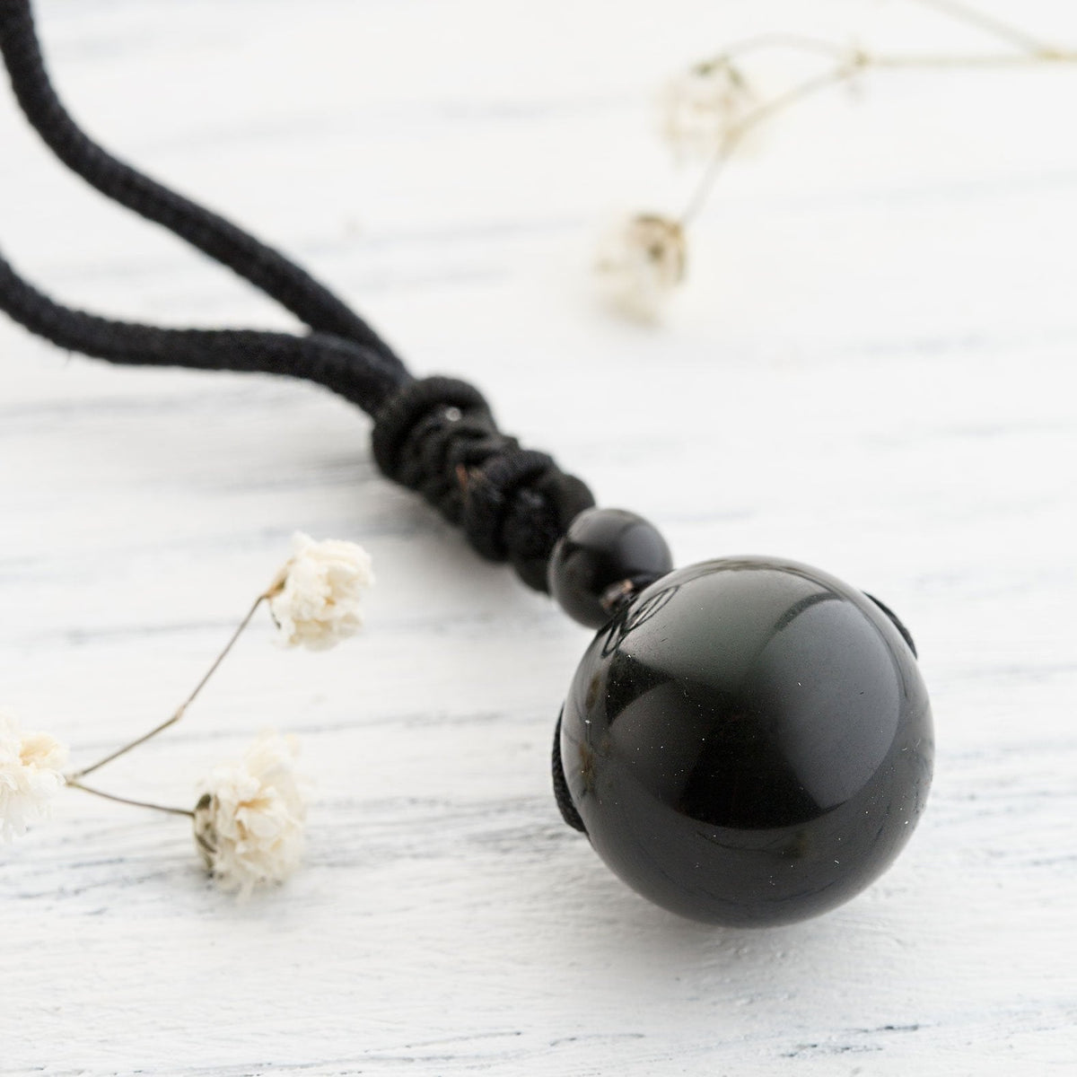 Obsidian Stone Necklace by Worn Within