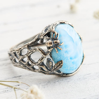 Transmitting Larimar Crystal Ring by Worn Within