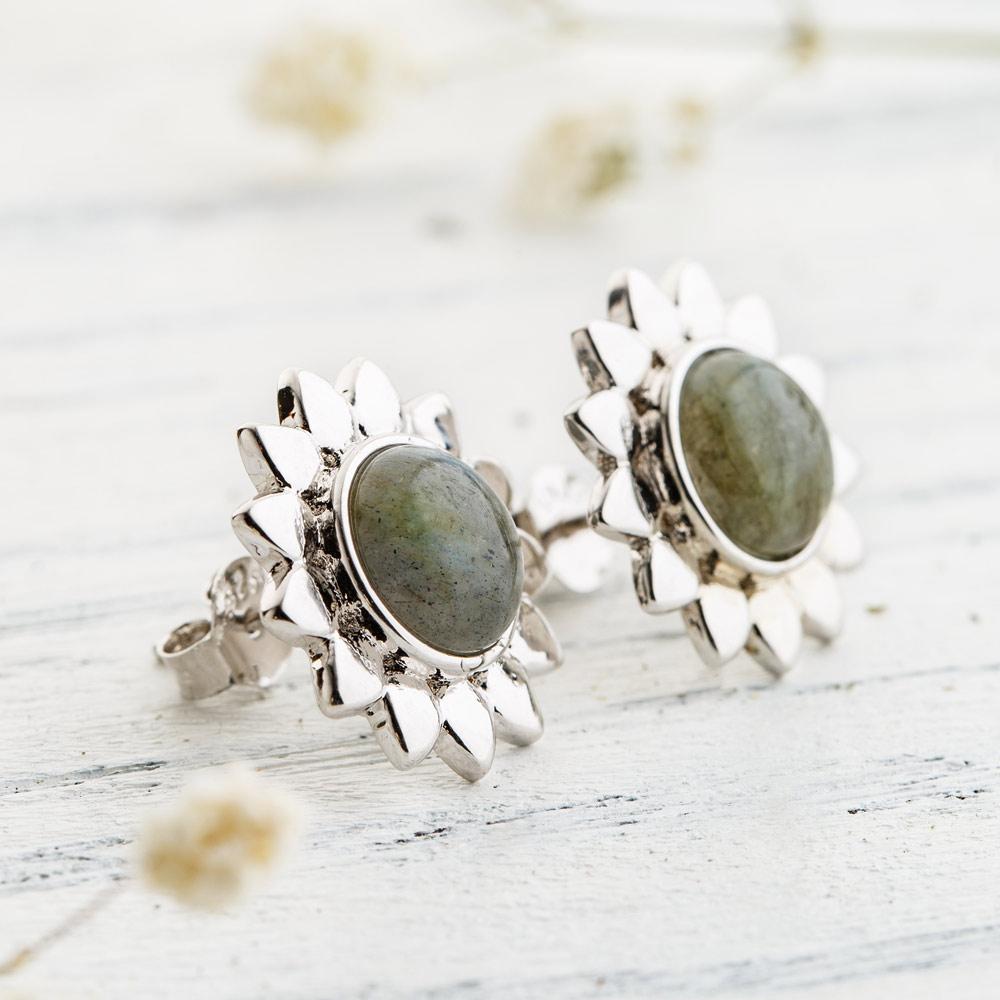 Silver Labradorite Earrings by Worn Within