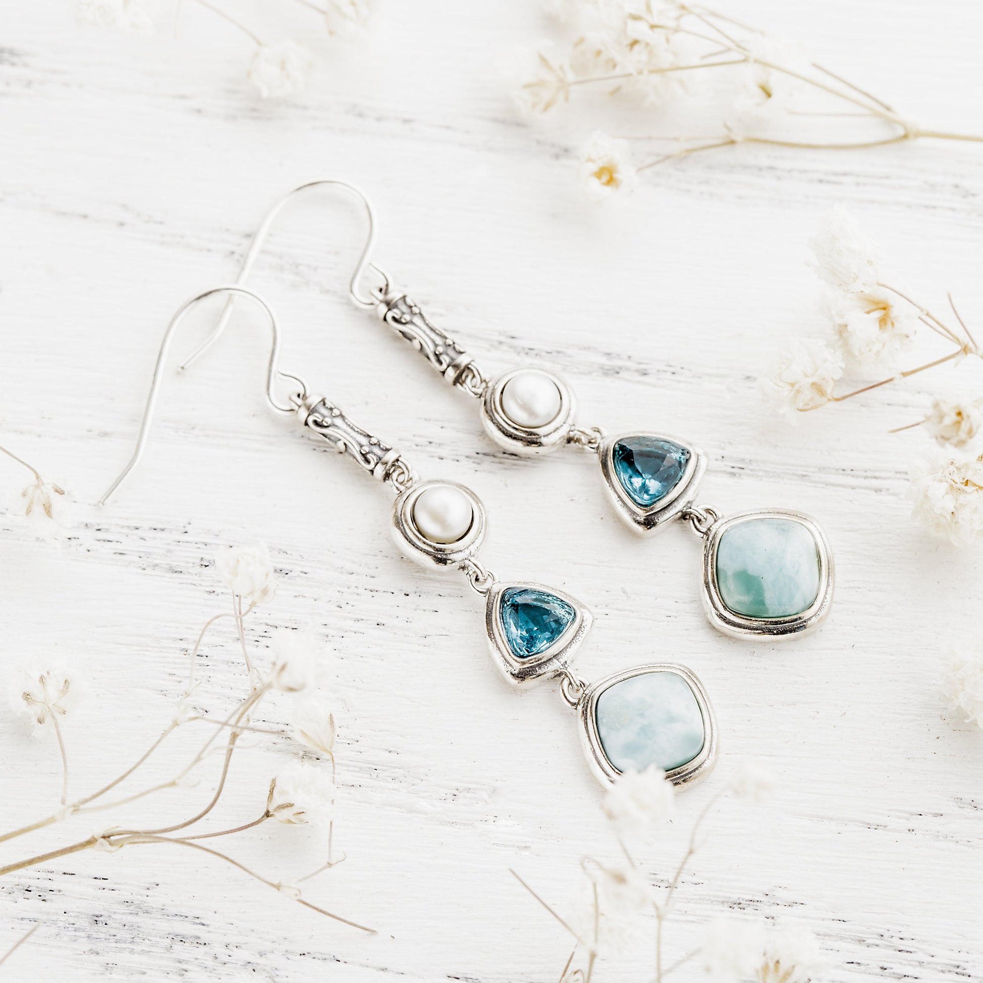 Silver Larimar Earrings by Worn Within