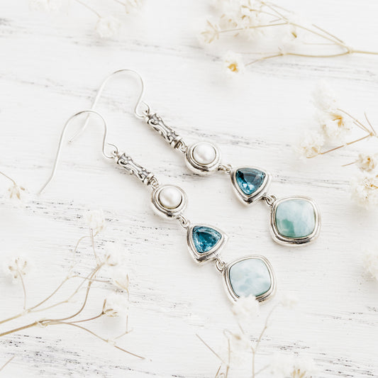 Silver Larimar Earrings by Worn Within