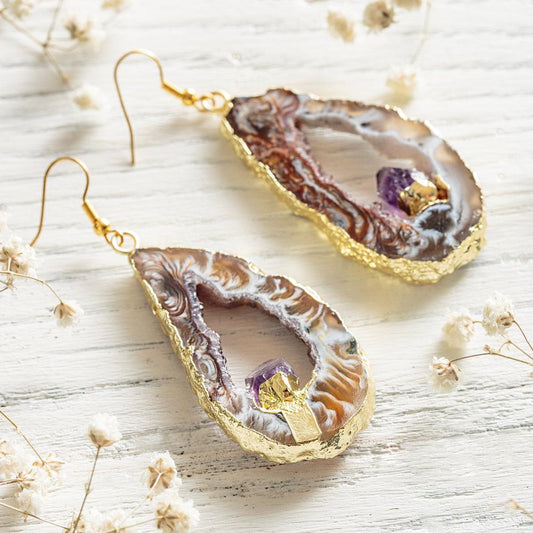 Amethyst Dangle Earrings by Worn Within