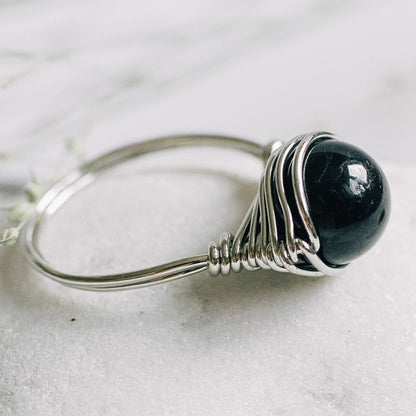 Natural Black Tourmaline Gemstone Ring