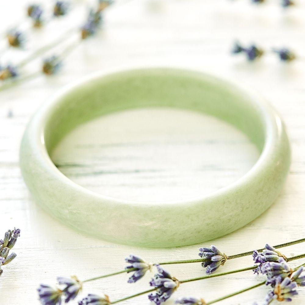 Natural Green Jade Bangle by Worn Within