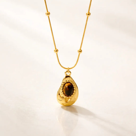 Tiger's Eye Gold-Plated Pendant Necklace — Grounding & Empowering Energy by Worn Within