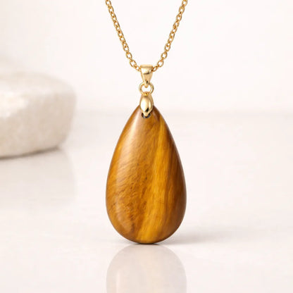 Long Teardrop Healing Crystal Necklace — Natural Gemstone Pendant by Worn Within