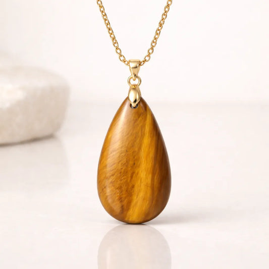 Long Teardrop Healing Crystal Necklace — Natural Gemstone Pendant by Worn Within