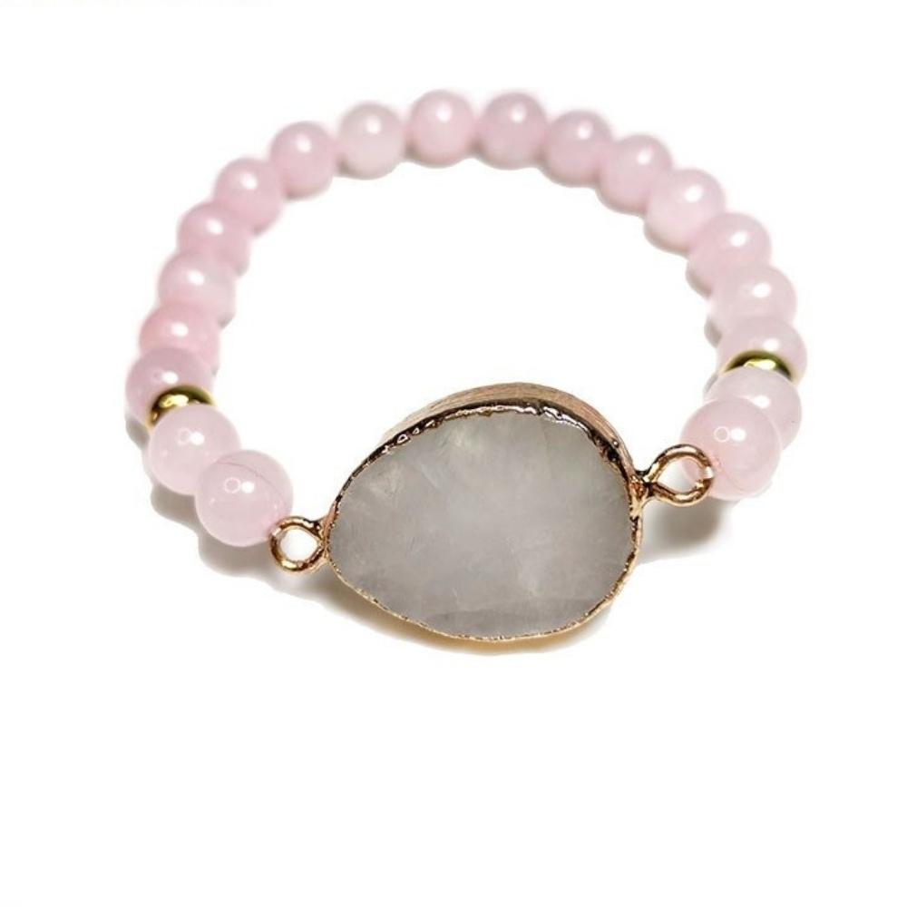 Pink Crystal Quartz Beaded Bracelet by Worn Within
