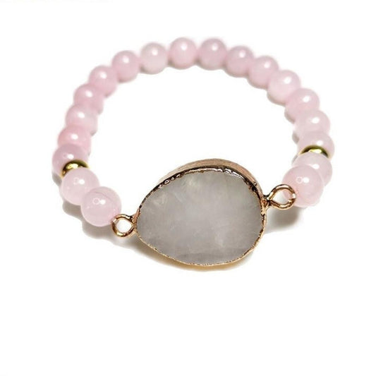 Pink Crystal Quartz Beaded Bracelet by Worn Within