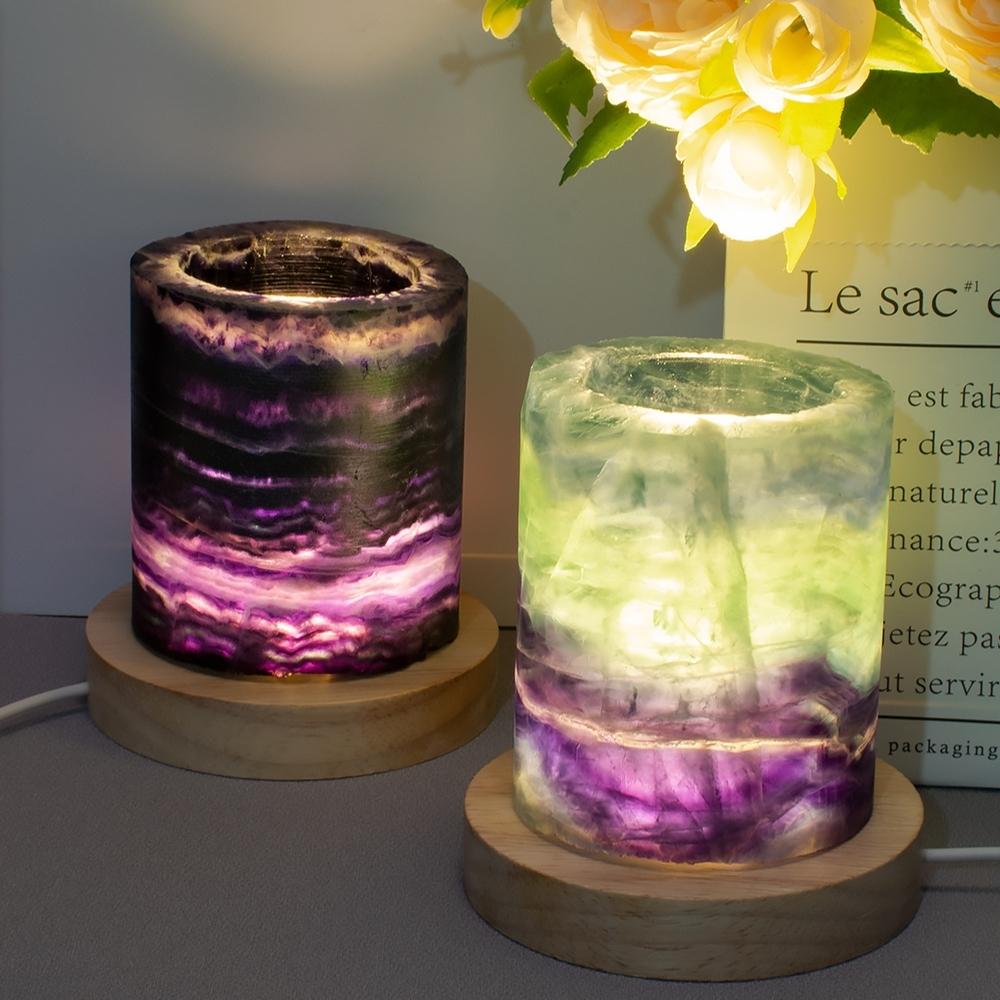 Rainbow Fluorite Crystal Light Lamp by Worn Within