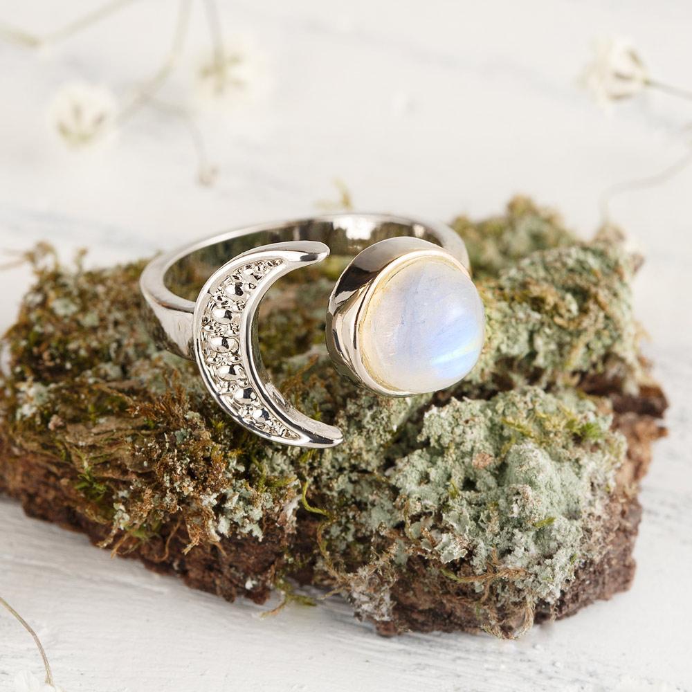 Young Moon Moonstone Ring by Worn Within