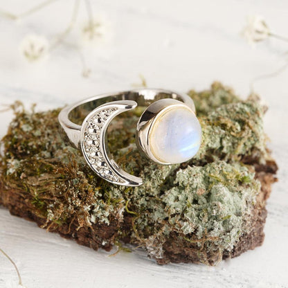 Young Moon Moonstone Ring by Worn Within