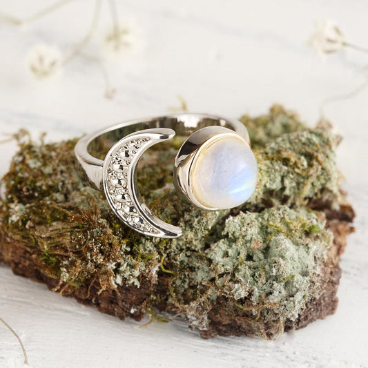 Young Moon Moonstone Ring by Worn Within