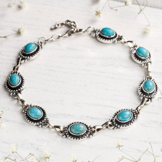 Bohemian Turquoise Anklet by Worn Within