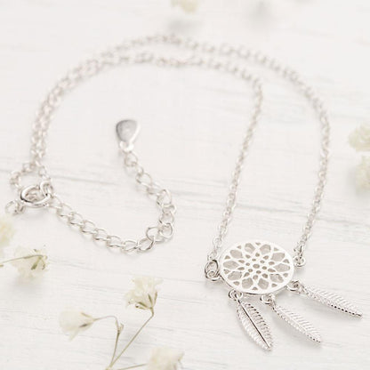 Silver Dream Catcher Anklet by Worn Within