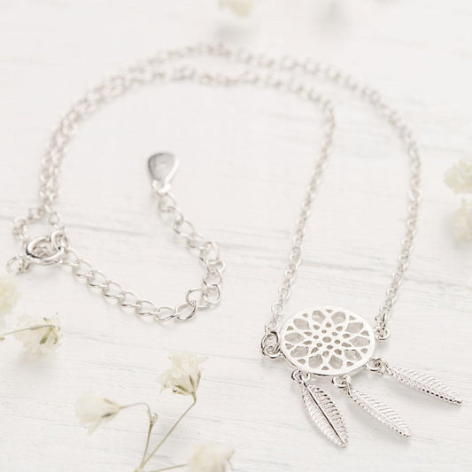Silver Dream Catcher Anklet by Worn Within