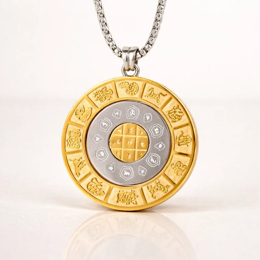 Zodiac Bagua Pendant Necklace — Feng Shui Symbol for Balance & Protection by Worn Within