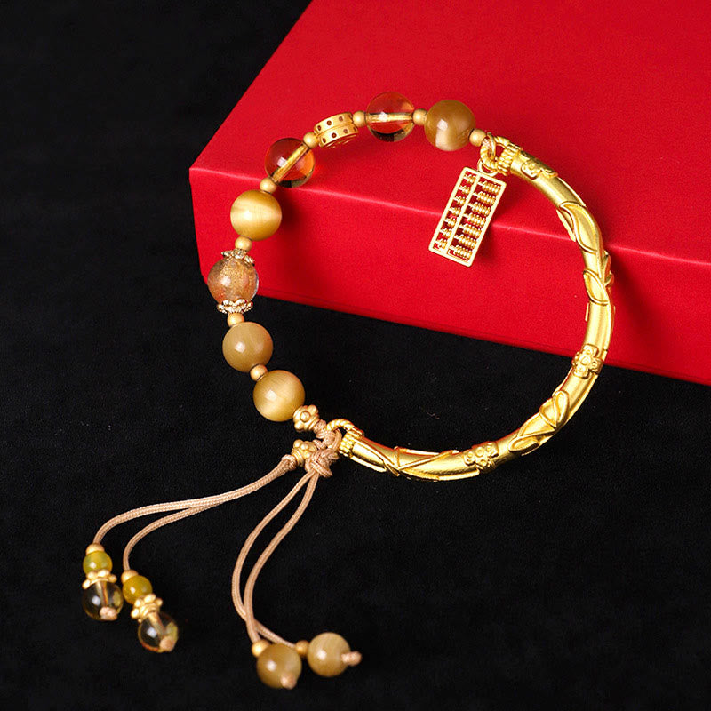 Tiger's Eye Citrine Abacus Charm Bracelet