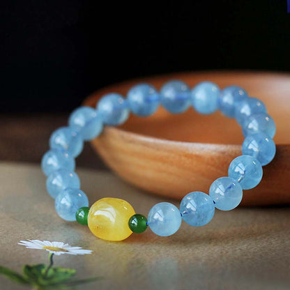 Aquamarine Amber Bead Bracelet by Worn Within