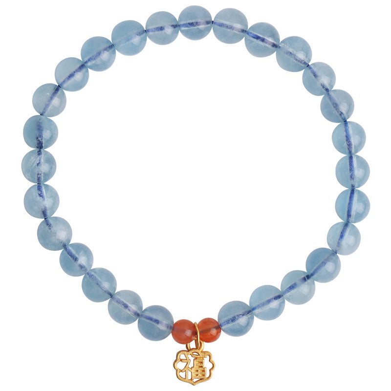 Aquamarine Red Agate Charm Bracelet