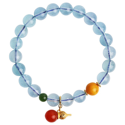 Aquamarine Red Agate Gourd Charm Bracelet