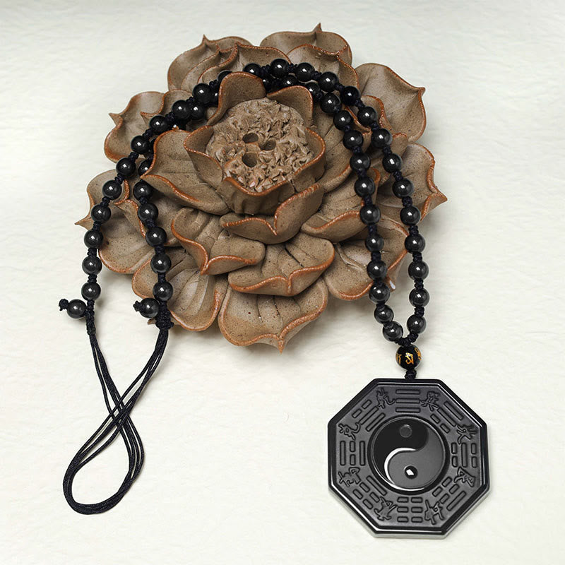 48mm Black Obsidian Yin Yang Necklace