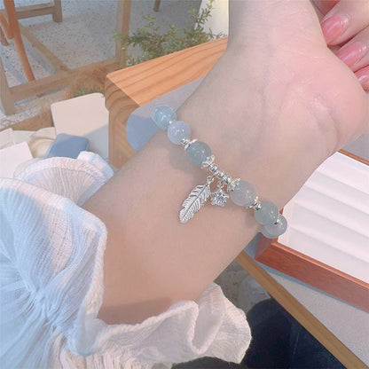 925 Silver Aquamarine Cat's Eye Bracelet