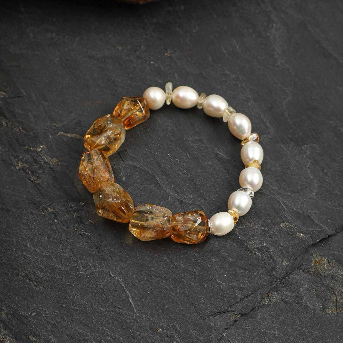 Golden Bloom Citrine & Pearl Bracelet