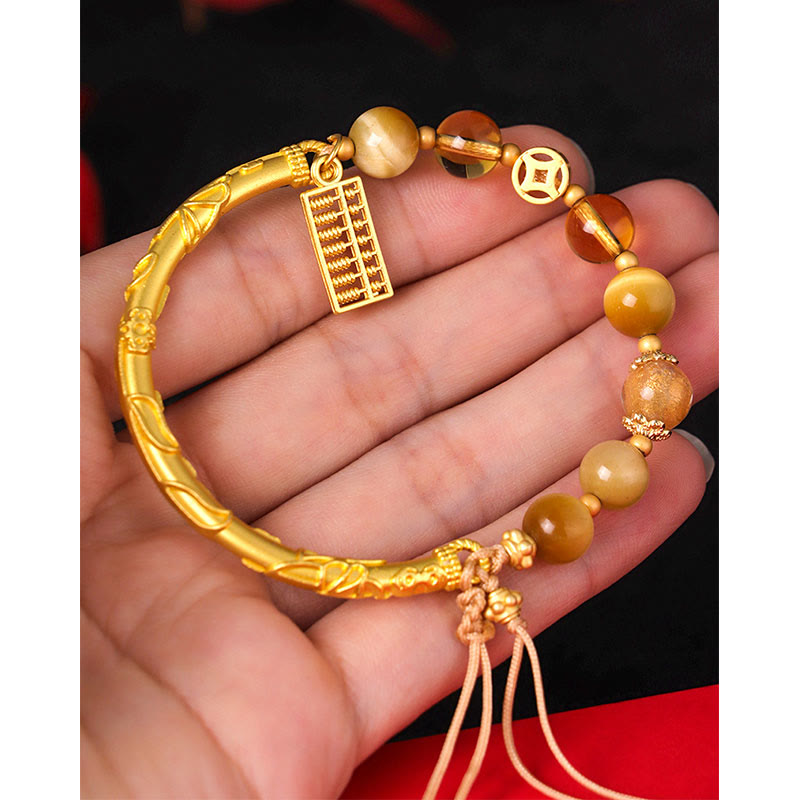 Tiger's Eye Citrine Abacus Charm Bracelet