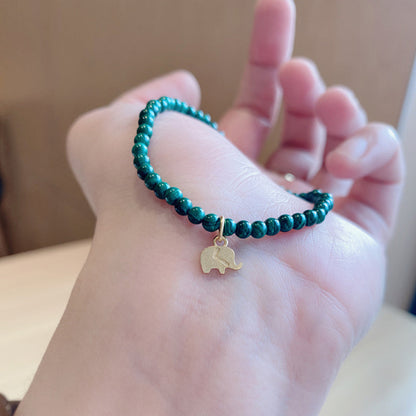 Malachite Elephant Charm Bracelet