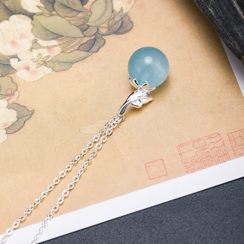 925 Sterling Silver Aquamarine Leaf Flower Earrings