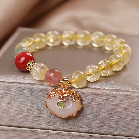 Citrine White Jade Quartz Charm Bracelet by Worn Within