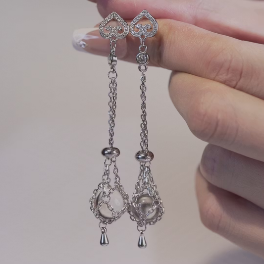 Natural Crystal Earrings Handmade Adjustable Chain