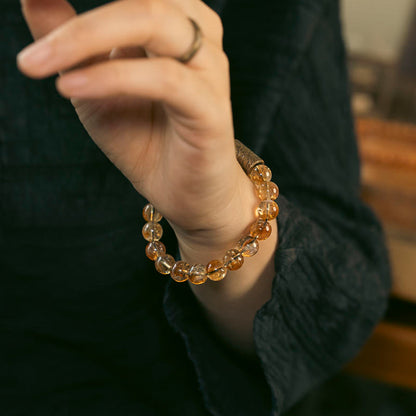 Citrine Brass Bead Bracelet
