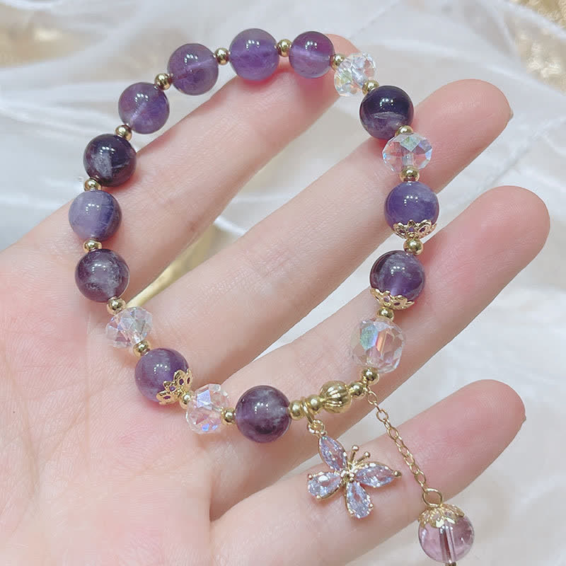 Amethyst Butterfly Charm Bracelet
