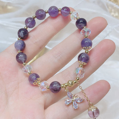 Amethyst Butterfly Charm Bracelet