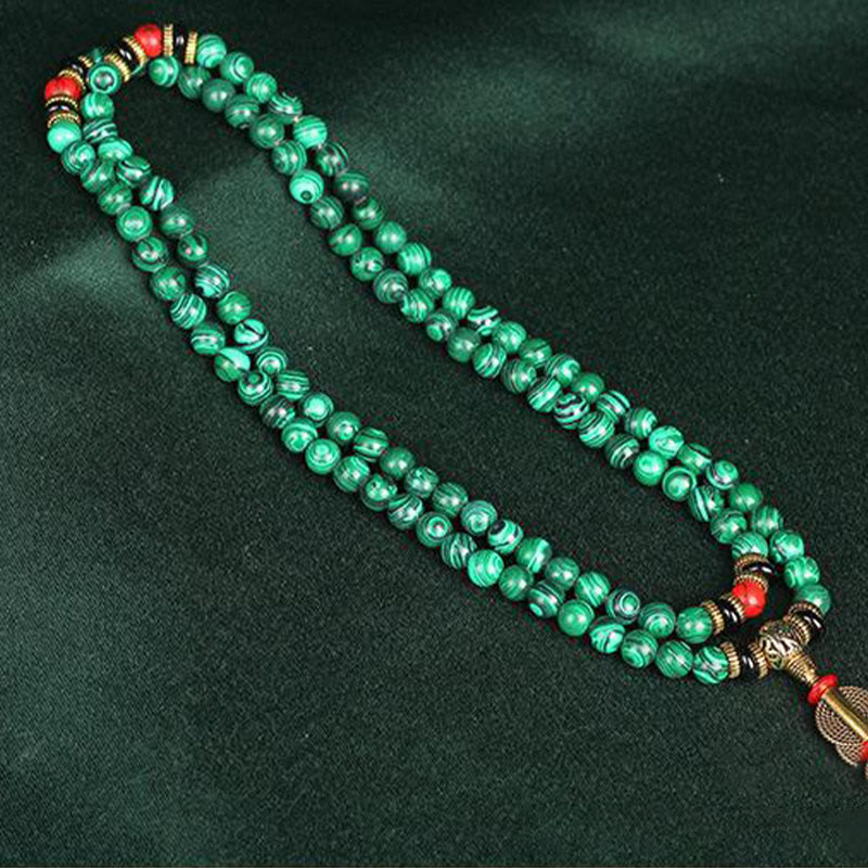 Tibetan 108-Bead Malachite Mala Bracelet