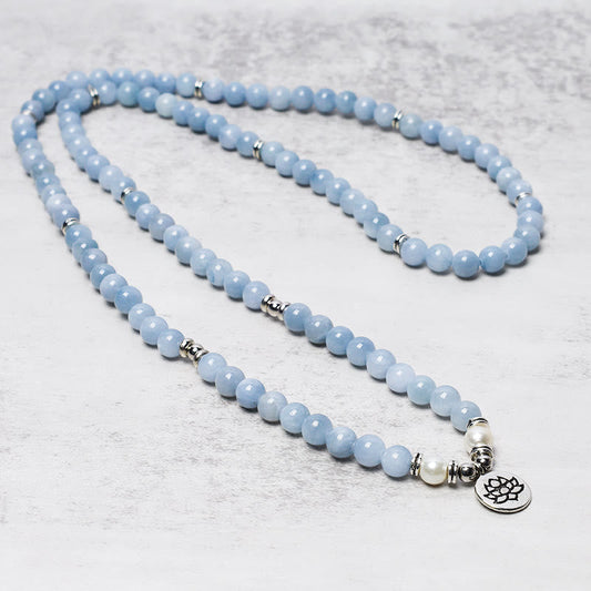 108 Beads Aquamarine Mala Bracelet