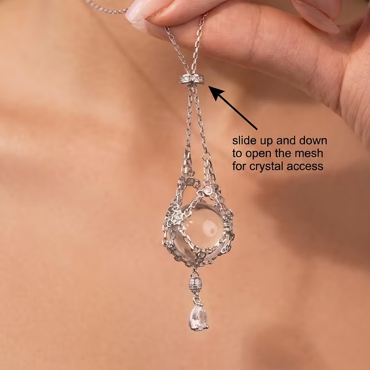Natural Crystal Pouch Necklace
