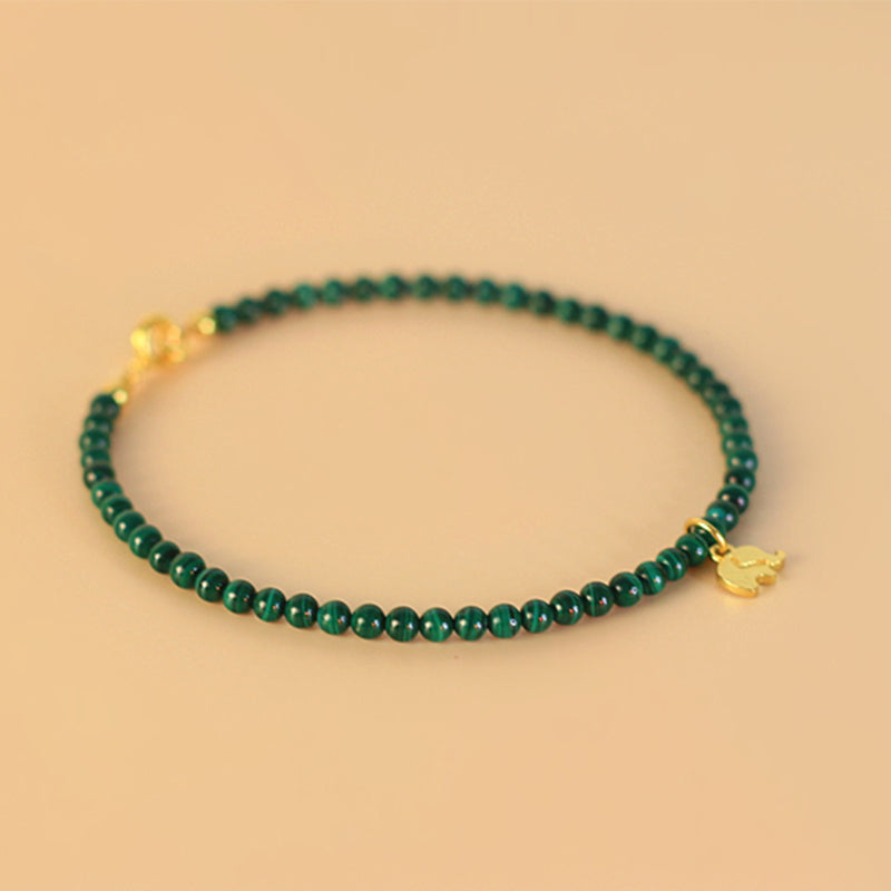 Malachite Elephant Charm Bracelet