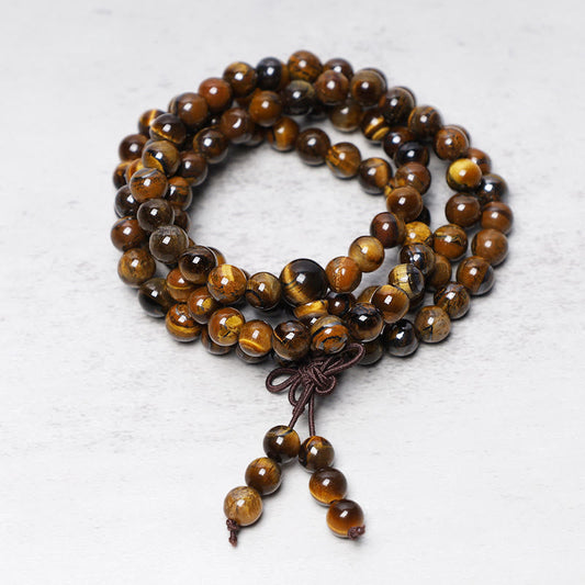 Tibetan 108-Bead Tiger's Eye Mala Bracelet